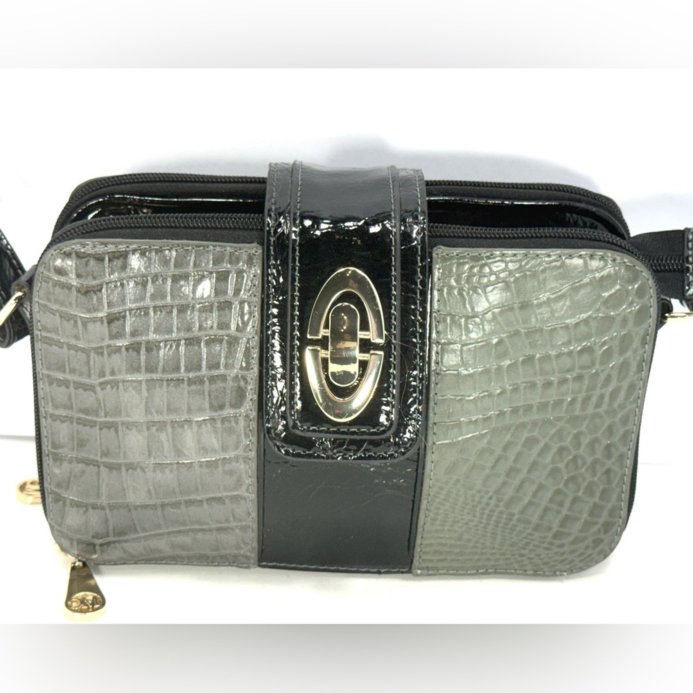 NWOT - Beautiful Madi Claire Leather Crossbody Bag - Gray/Black